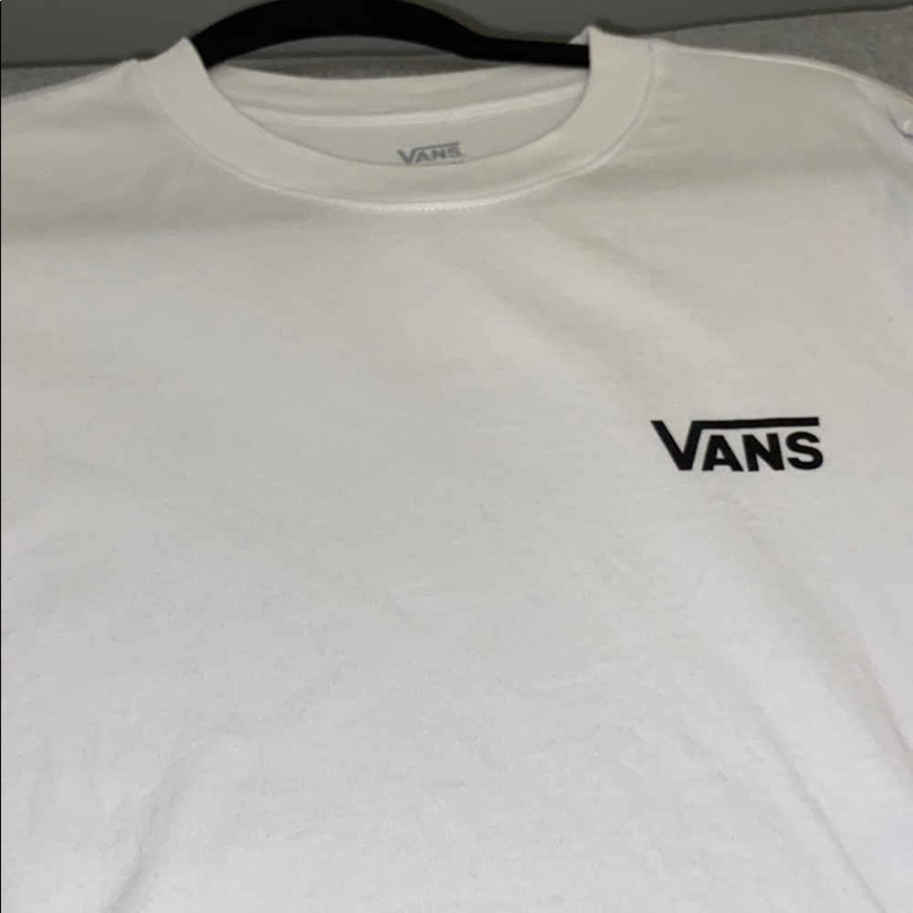 White long sleeve Vans tee